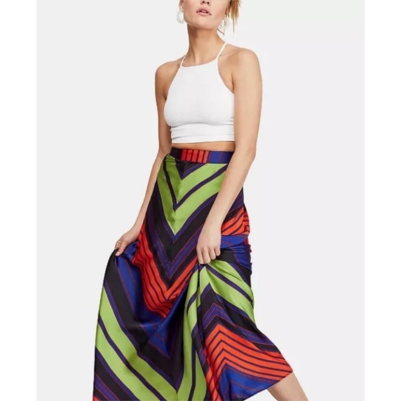 FREE PEOPLE Olympia Combo Multicolor Polyester Rio Maxi Skirt NWT Size 12 - Picture 5 of 12